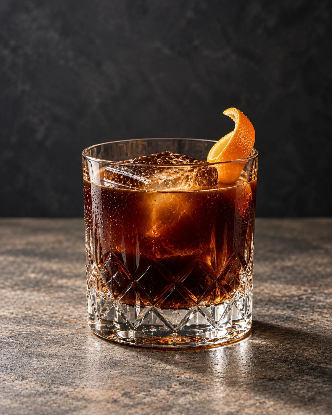 Espresso Old Fashioned with an orange twist